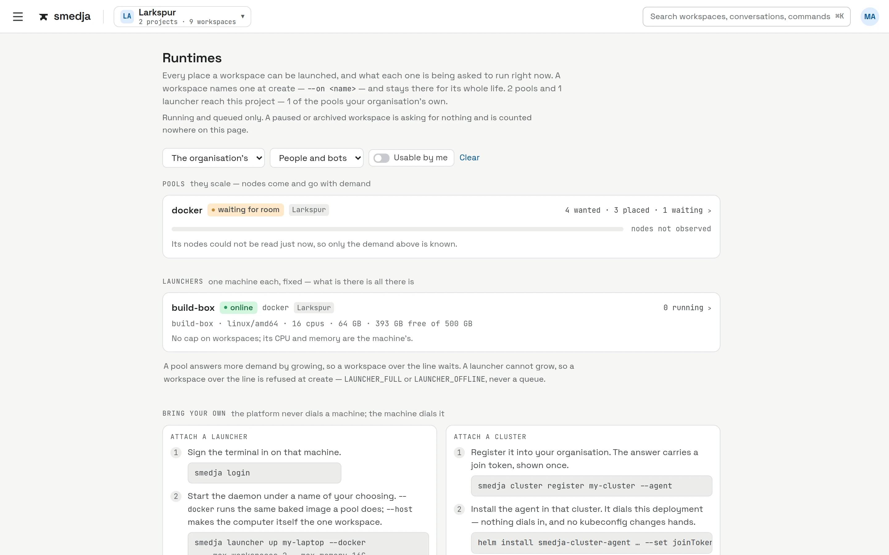 Runtimes: a Docker account next to build-box